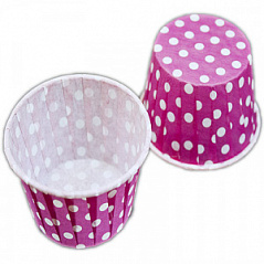 Форма бумажная МАФФИН 50*40 мм розовая/белый горох, 100 шт.