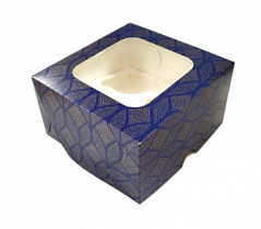 Коробка для кексов с окошком Бронзовый орнамент, 4 ячейки