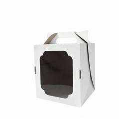 Коробка-чемодан 16,5*16,5*19 см для торта/кулича с окном Коробка-чемодан 16,5*16,5*19 см для торта/кулича с окном