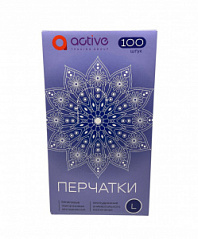 Перчатки неопудренные виниловые L (короб 100 шт.) ACTIVE