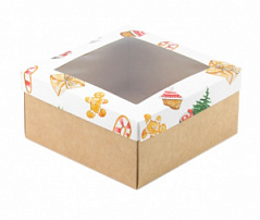 Коробка для подарков с окном Merry Christmas, 15*15*7см