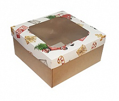 Коробка для подарков с окном Merry Christmas, 20*20*10 см