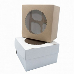 Коробка для маффинов ECO Крафт/белая, 4 ячейки, 16*16*10 см.