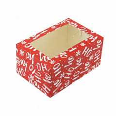 Коробка для кексов с окном Ho-ho-ho, 2 ячейки
