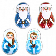 Сахарные фигурки Медальоны Дед Мороз и Снегурочка (35*23 мм), 10 шт