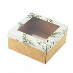 Коробка для подарков с окном Омела, 15*15*7см