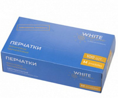 Перчатки неопудренные виниловые M (короб 100 шт.) White line