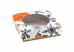 Коробка для печенья со съемной крышкой Апельсиновая снежинка на 1 шт.
