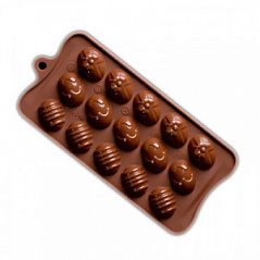 Форма силиконовая для шоколада Пасхальные яйца, 21*10,5 см.
