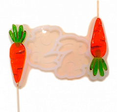 Силиконовый молд для леденцов, карамели и шоколада "Кролик и морковка", h=6,5 см
