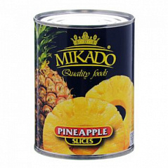 Консервированные ананасы Mikado кольцами в сиропе, 580 мл