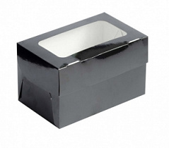 Коробка для маффинов ECO черная/белая 16*10*10 см, 2 ячейки