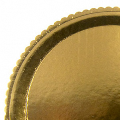 Подложка 2 мм 22 см золотая круглая с фигурным краем