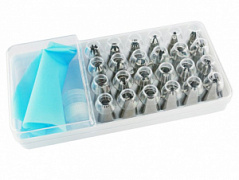 Набор кондитерских насадок из нержавеющей стали, 24 шт. Набор кондитерских насадок из нержавеющей стали, 24 шт.