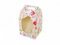 Коробка для кулича Акварельные цветы, 11,4*11,4*16 см