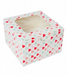Коробка для кекса Сердечки, 1 ячейка