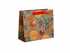 Пакет бумажный для подарков “Апельсины”, 27*23*11,5 см, 1 шт.