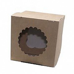 Коробка для маффинов OSQ  Крафт/белая, 1 ячейка, 10*10*10 см