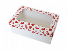 Коробка для подарков с окном Красно-белая, 18*11*7 см