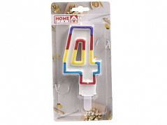 СВЕЧА для торта Радуга "Цифра 4" 6,5*14 см