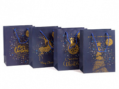 Пакет для подарков бумажный “Синее золото” 23*18*10 см, 1 шт.