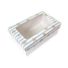 Коробка для подарков с окном Голубые полосы, 18*11*7 см Коробка для подарков с окном Голубые полосы, 18*11*7 см