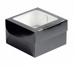 Коробка для маффинов ECO черная/белая 17*17*0 см, 4 ячейки