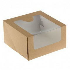 Коробка для торта с окном Крафт, 18*18*10 см