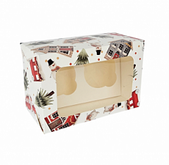 Коробка для кексов с окном Паровозик, 2 ячейки