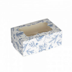 Коробка для кексов с окном Синий Иней, 6 ячеек