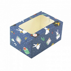 Коробка для кексов с окном Зайцы, 2 ячейки
