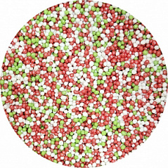 Шарики сахарные БИСЕР зеленый-серебро-красный №478/2, 100 г