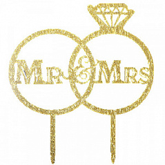 Топпер Mr&Mrs, золотой h=16 см