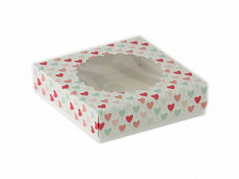 Коробка для печенья со съемной крышкой Сердечки на 1 шт.