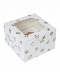 Коробка для кекса Снежинки, 1 ячейка