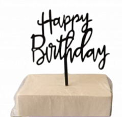 Топпер Happy Birthday черный, h=13,5 см