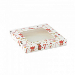 Коробка для печенья с окном Дед Мороз на 10 шт. 24*24*3 см