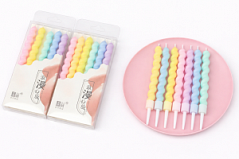 Свечи яркие с подставкой разноцветные 10 см, 6 шт