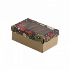 Коробка для подарков с окном Рождество, 18*11*7 см