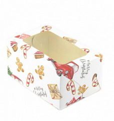Коробка для кексов с окном Merry Christmas, 2 ячейки