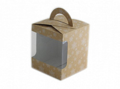 Коробка для пряничного домика Снежинки крафт 17*17*19 см