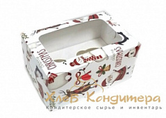 Коробка для кексов с окном Дед Мороз, 2 ячейки