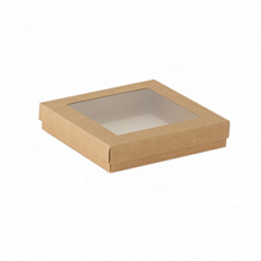 Коробка для конфет с окном Крафт на 15 шт., 15*15*3 см