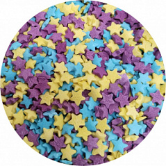 Посыпка сахарная ЗВЕЗДОЧКИ МИНИ голубые-фиолетовые-желтые, 100 г