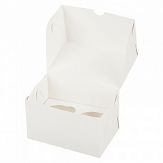 Коробка для кексов белая, 2 ячейки
