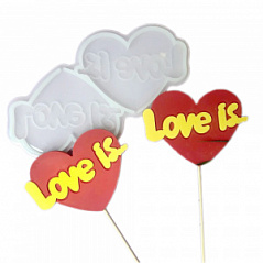 Силиконовый молд для леденцов, карамели и шоколада "Love is...", 12*9 см